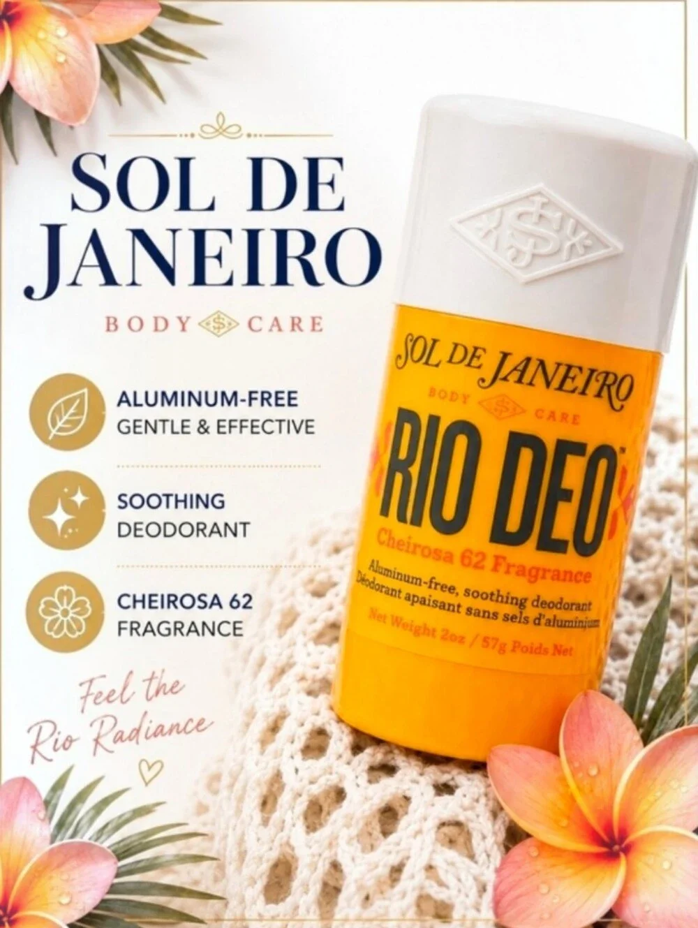 Sol De Janeiro Cheirosa 62 Rio Deo 2OZ Full Sized Salted Caramel Pistachio Scent
